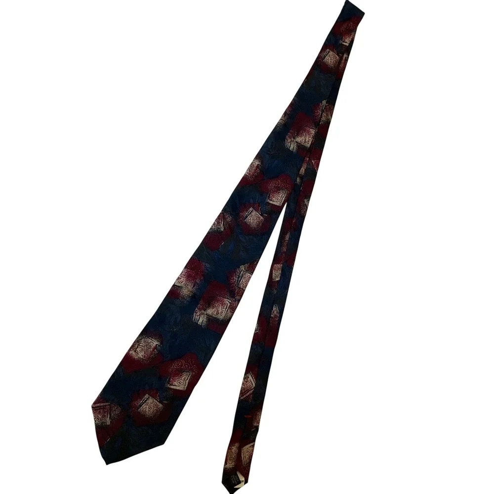 Vintage Halston 100% Italian Silk Tie Abstract Geometric Retro Necktie NWT